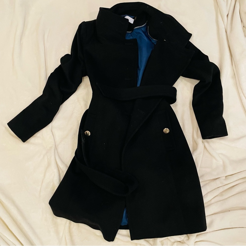 T Tahari black wool blend coat size 2